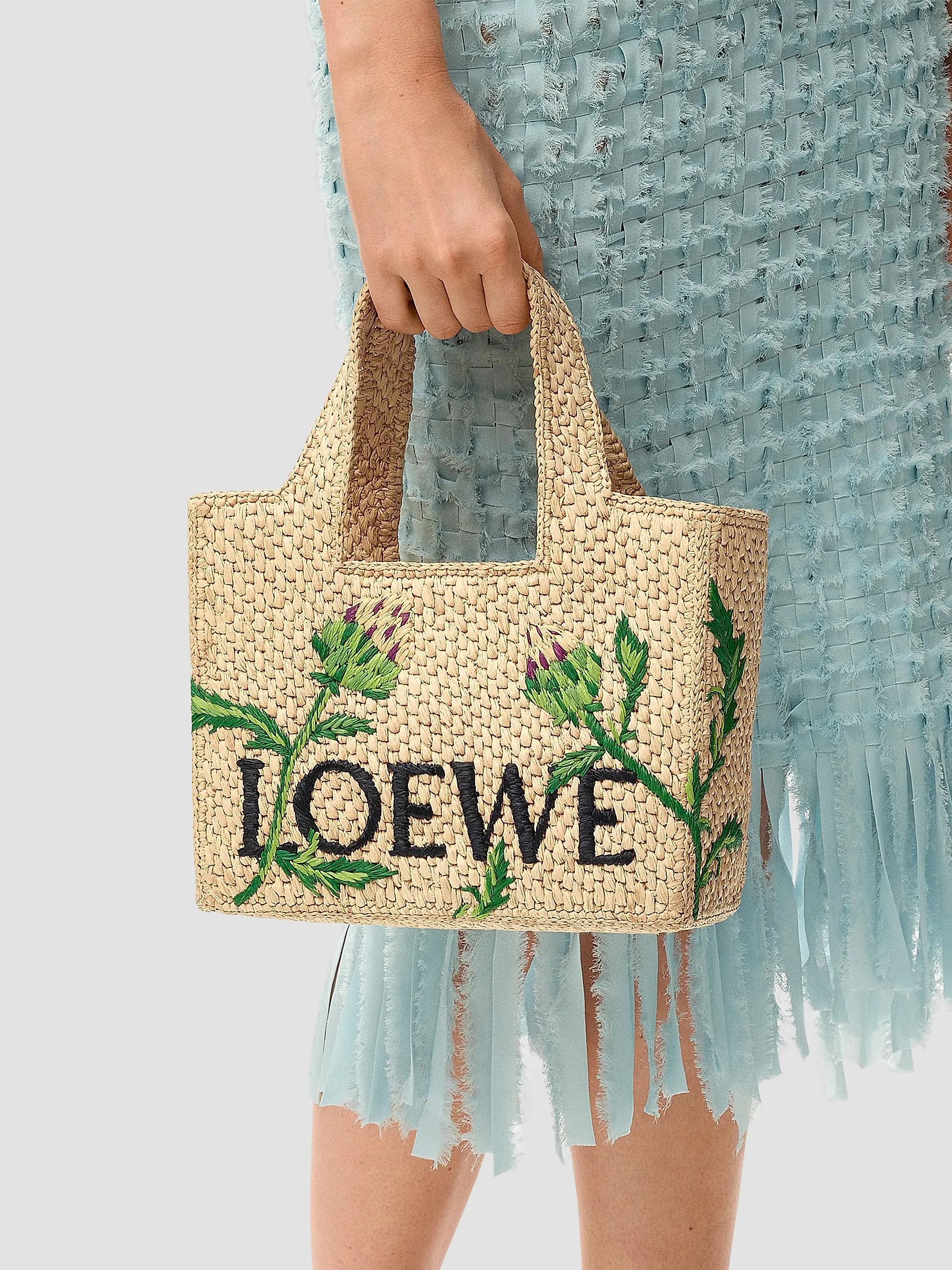 LOEWE x Paula's Ibiza Font Small Logo Raffia Tote Bag | Saks Fifth Avenue