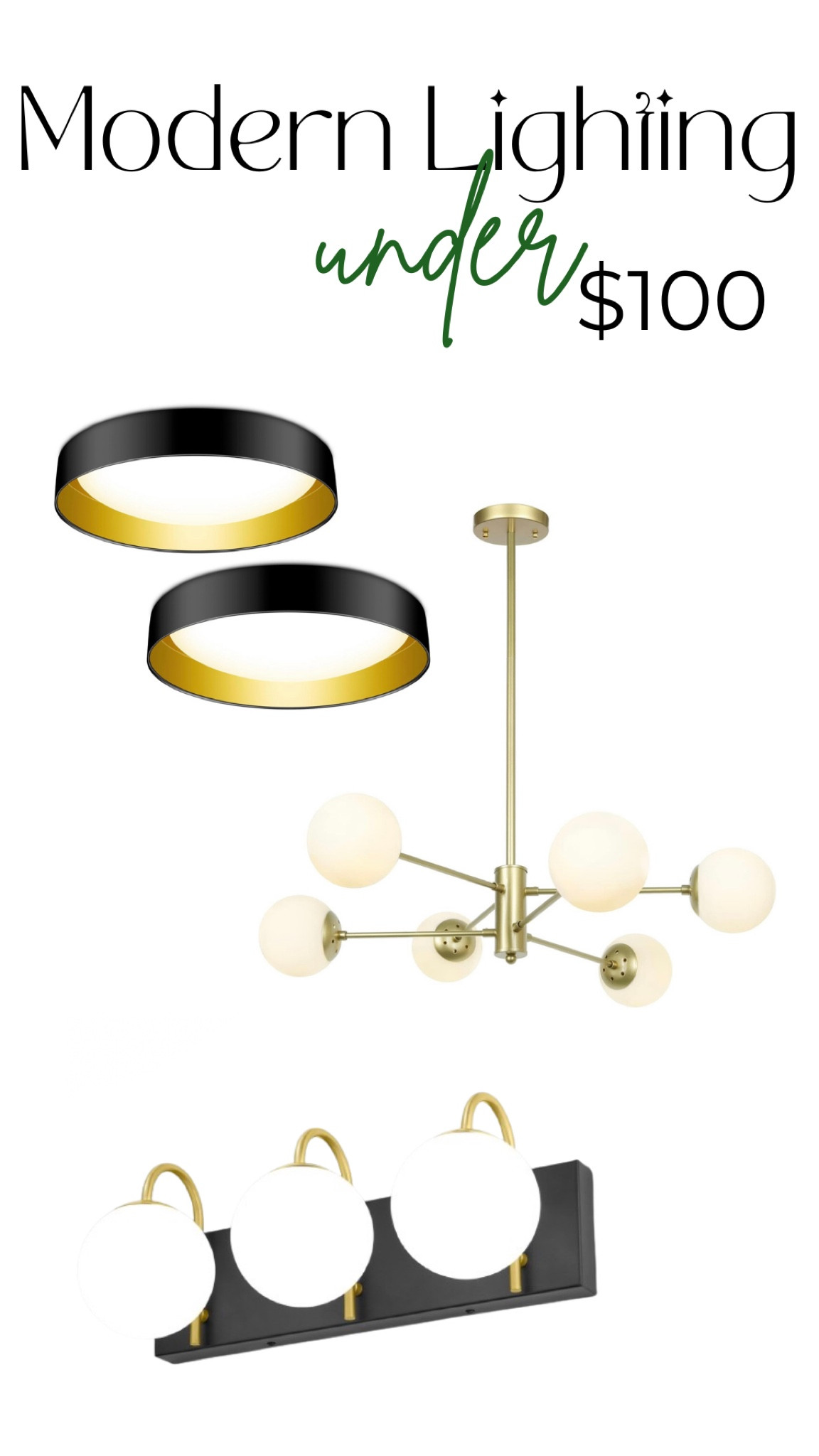 I’m finally switching out all of the lighting in my apartment and I found some really great finds under $100!

These light fixtures are modern and bold with gold m, black, and white accents  

#LTKhome #LTKsalealert #LTKfindsunder100