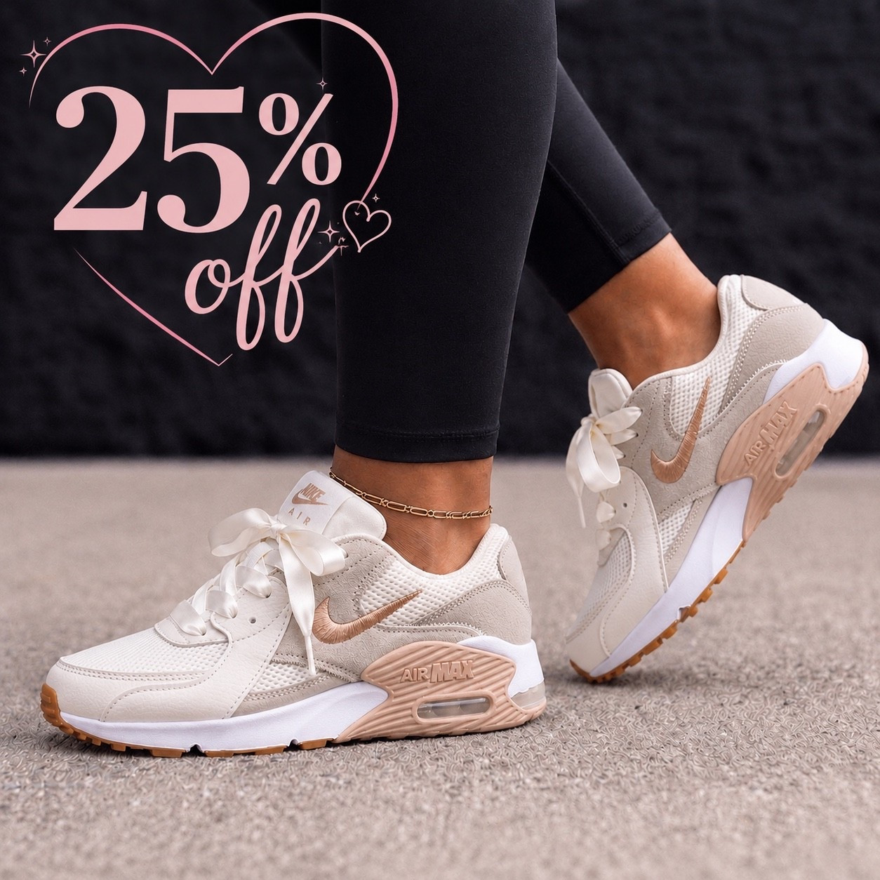 25% off with code dayone at checkout. Nike Air Max Excee

The prettiest neutral sneakers you’ll reach for on repeat. 🤍✨ The soft cream, beige, and blush details make these easy to style with everything from leggings to denim, dresses, and matching sets.

Fit: Runs true to size with a lightweight, comfortable feel and great cushioning for all day wear. If you’re between sizes or prefer a roomier fit, consider going up a half size.

Perfect for everyday errands, travel days, coffee runs, or getting your steps in while still looking effortlessly cute. 💕