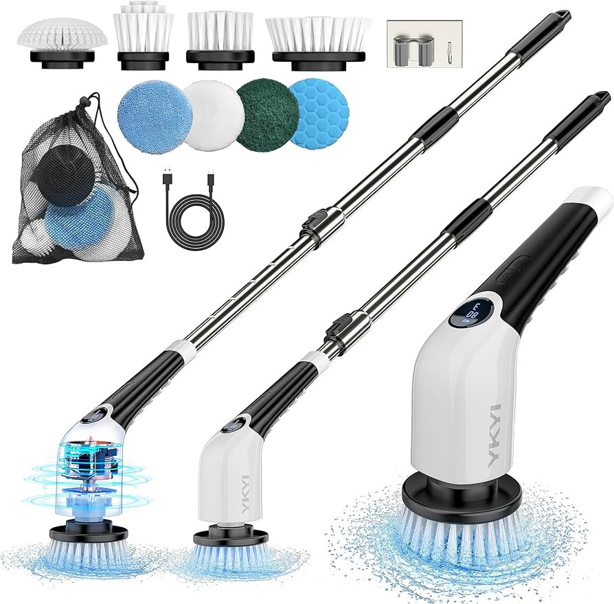 YKYI Electric Spin Scrubber,Cordless Cleaning Brush,Shower Cleaning Brush with 8 Replaceable Brus... | Amazon (US)