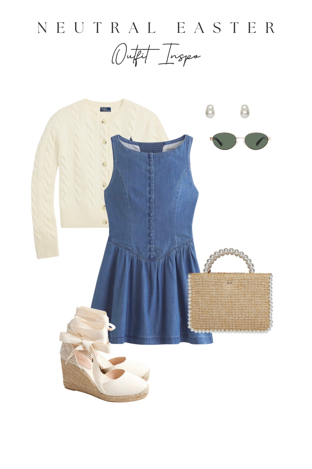 An effortless Easter outfit idea 💙
I love pairing a denim mini dress with a cable knit cardigan for a classic, put-together look. Styled with espadrille wedges, a straw bag, and simple jewelry for an easy everyday outfit.

#LTKootd #LTKSpringSale