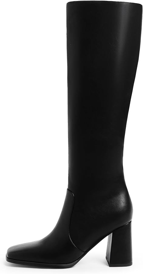 Modatope Knee High Boots Women Chunky Heel Square Toe Tall Boots for Women High Heel Side Zipper Long Boots | Amazon (US)