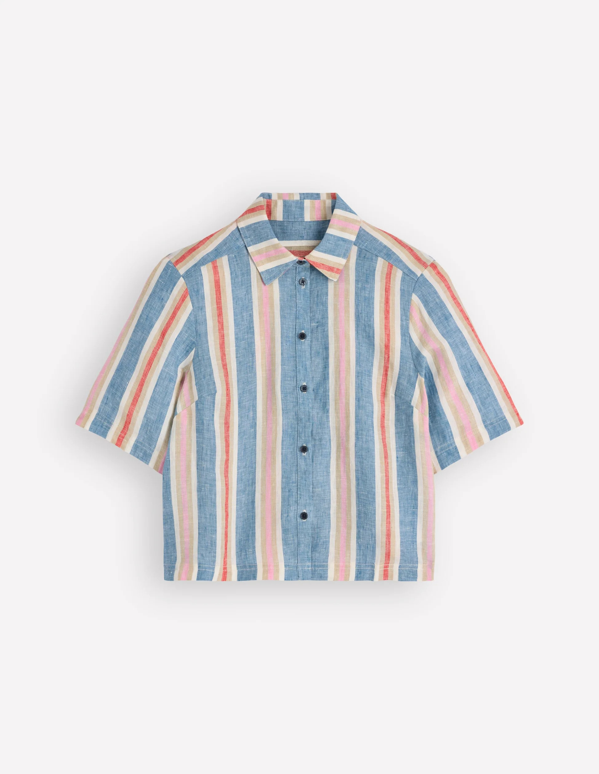 Short Sleeve Linen Shirt-Multi Stripe | Boden (US)