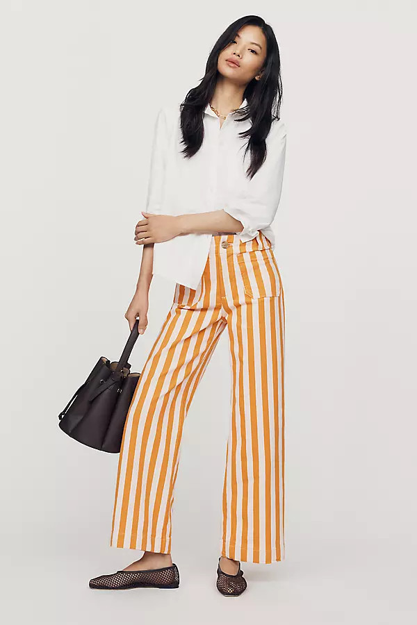 Colette Striped High-Rise Wide-Leg Full-Length Pants | Anthropologie (US)