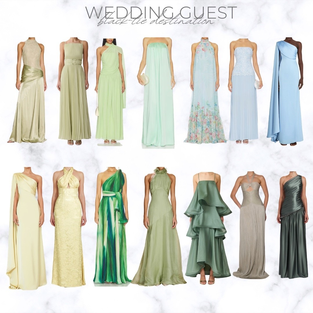 Summer wedding guest dress, black-tie destination