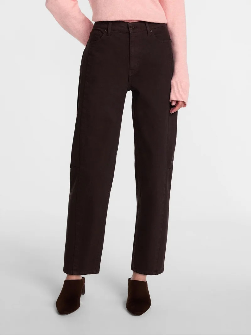 Scenario Women's and Women's Plus High Rise Barrel Jeans, 26", 28" Inseam, Sizes 0-28W | Walmart (US)