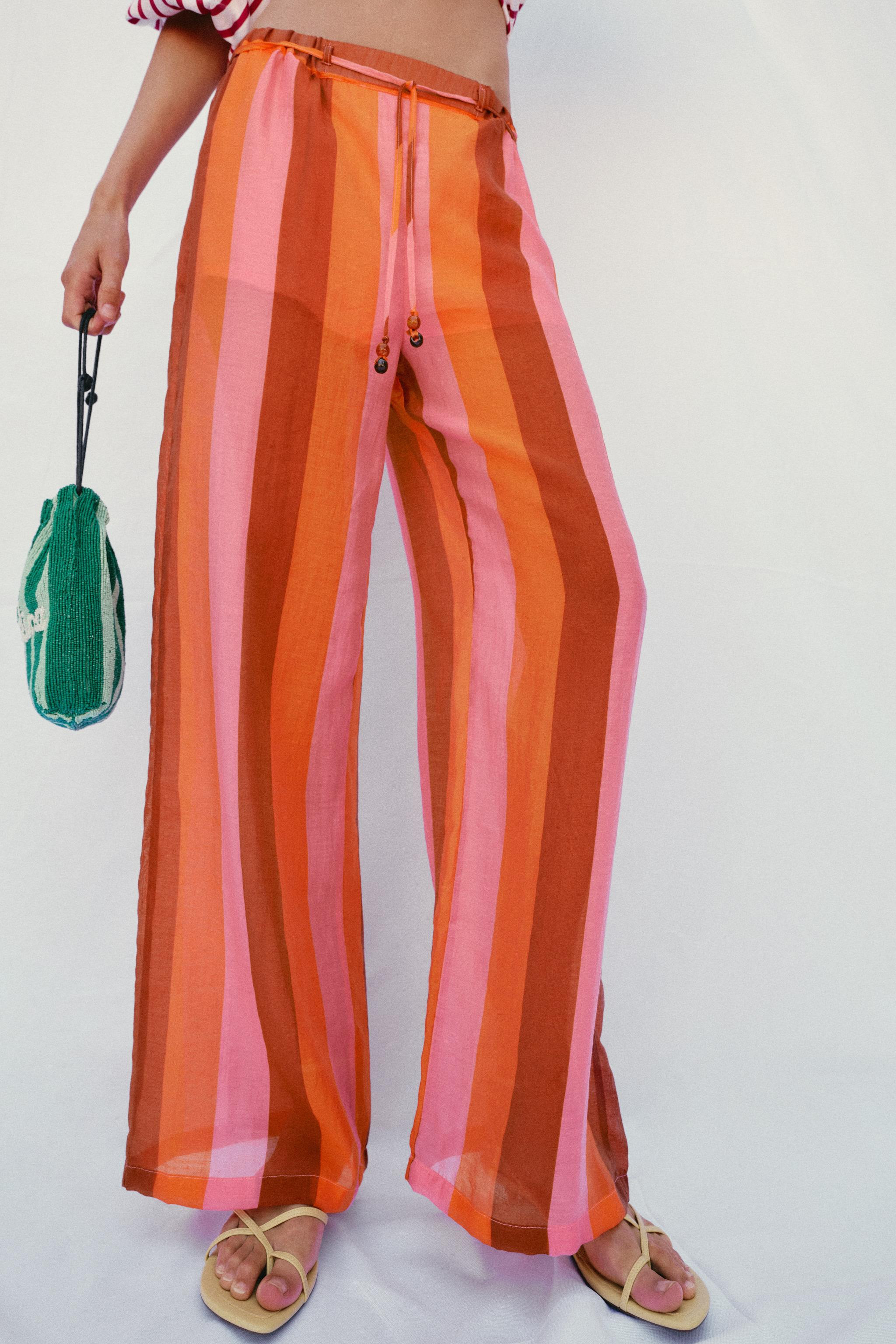 STRIPED WIDE-LEG TROUSERS | Zara US