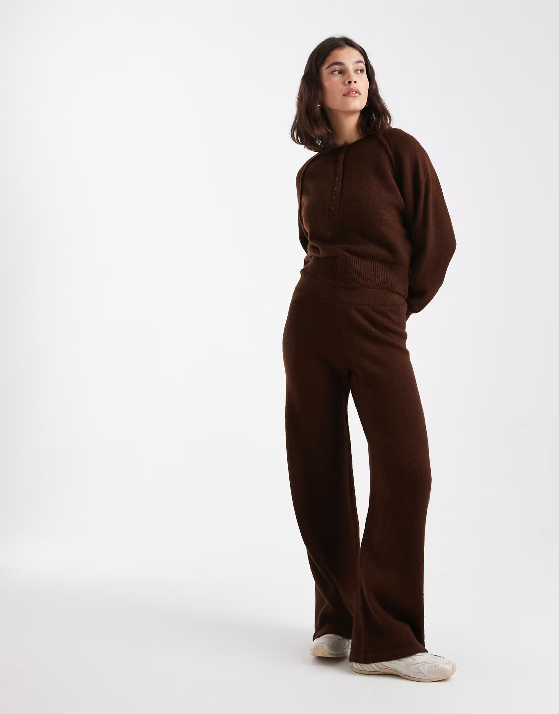 ASOS DESIGN co-ord knitted wide leg trousers in chocolate | ASOS (Global)