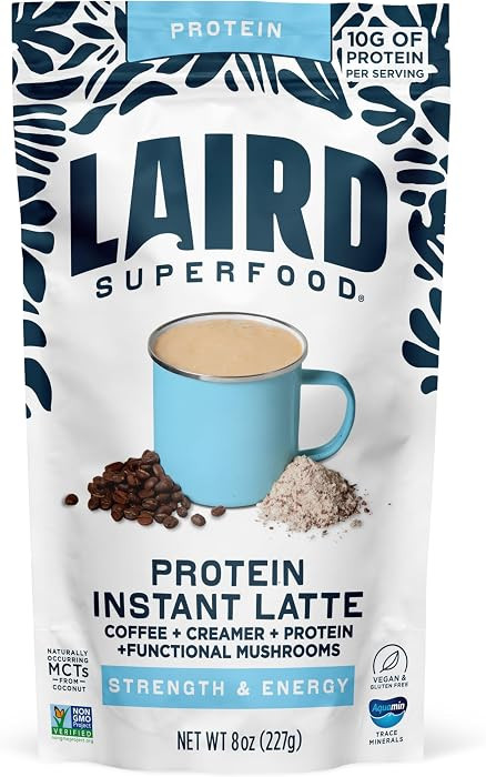 Laird Superfood Protein Instant Latte, Sweet & Creamy, Non-Dairy, Superfood Creamer and Coffee, G... | Amazon (US)