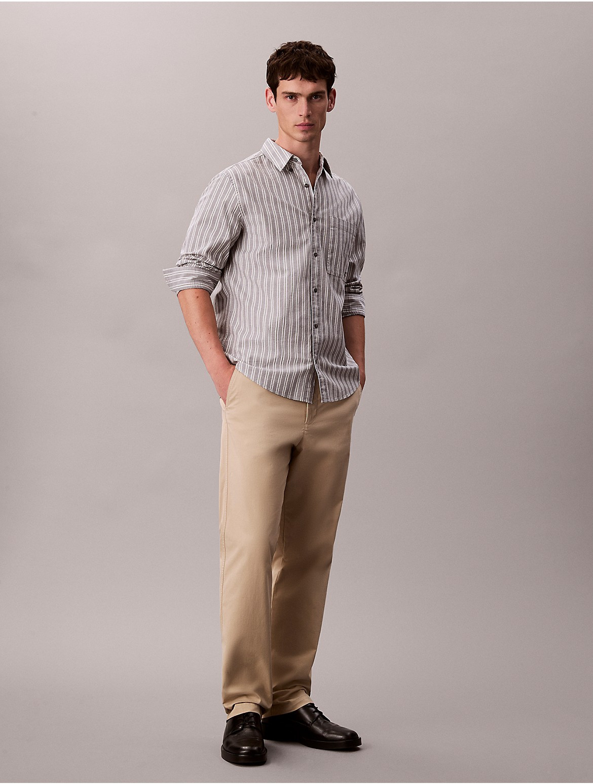 Calvin Klein Men's Cotton Stretch Slim Trousers - Brown - 34W x 30L | Calvin Klein (US)