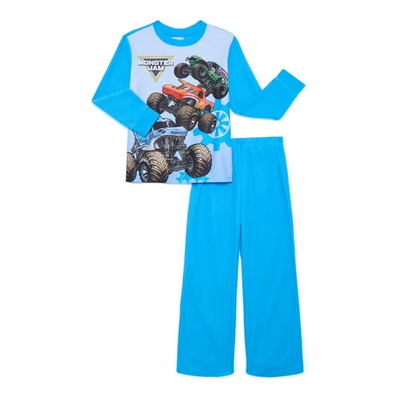 Monster Jam Boys Long Sleeve Top and Pants, 2-Piece Pajama Set, Sizes 4-12 | Walmart (US)