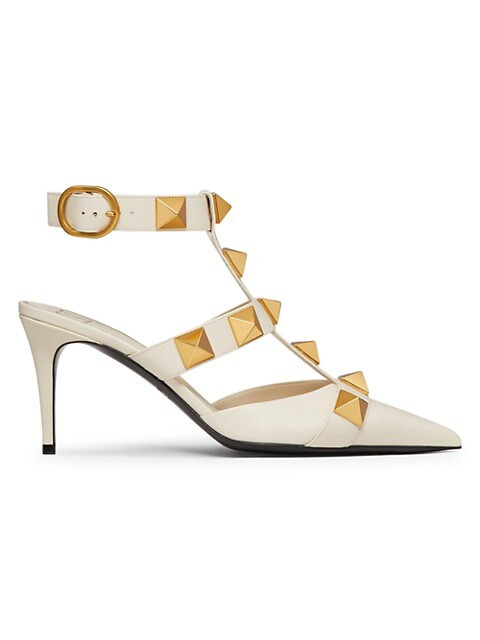 Valentino Garavani Roman Stud Leather Ankle Strap Pumps | Saks Fifth Avenue