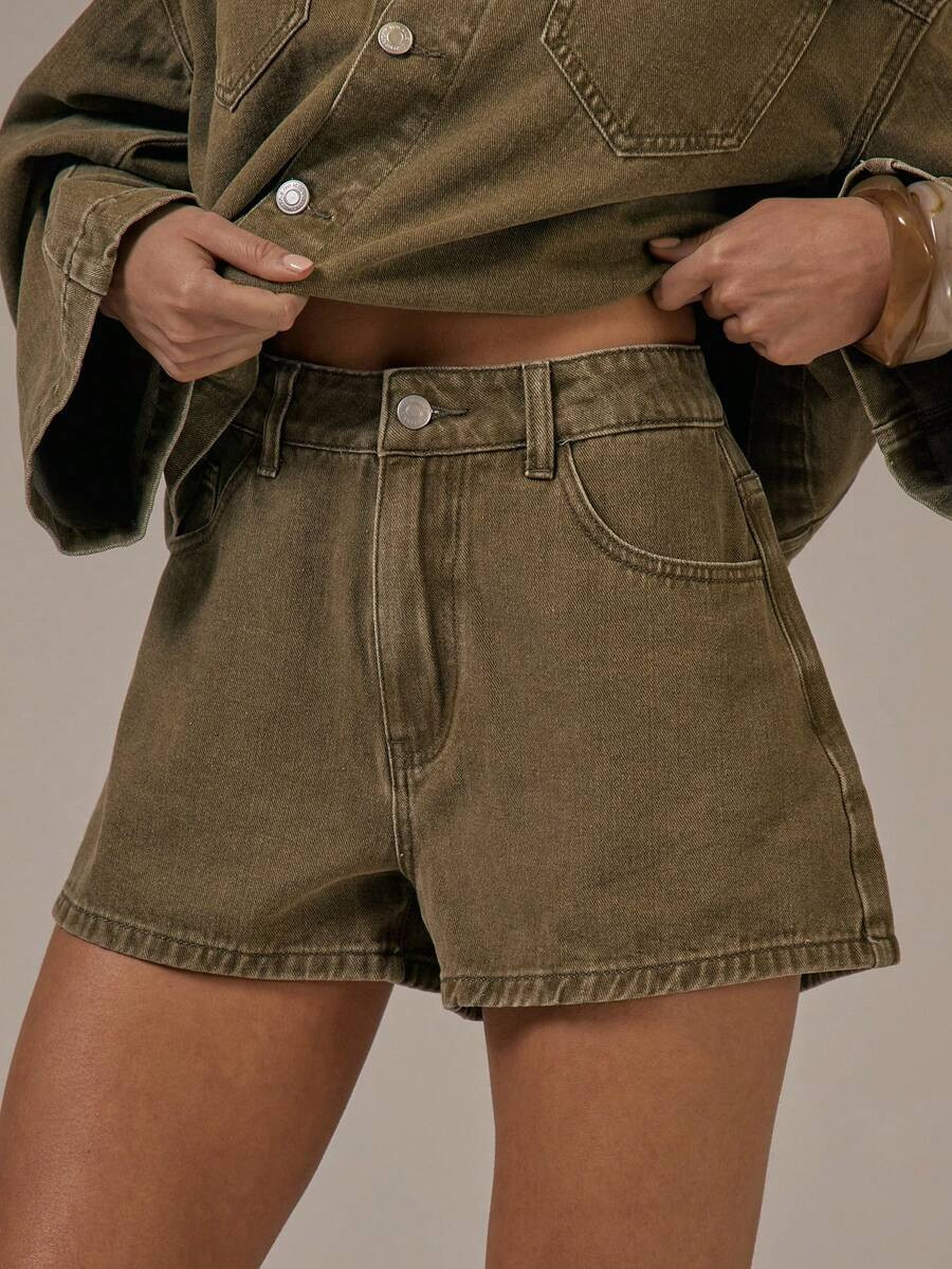 MUSERA Mini Washed Denim Shorts Spring Summer Cute Cosy Cottage Core Spring Dew | SHEIN