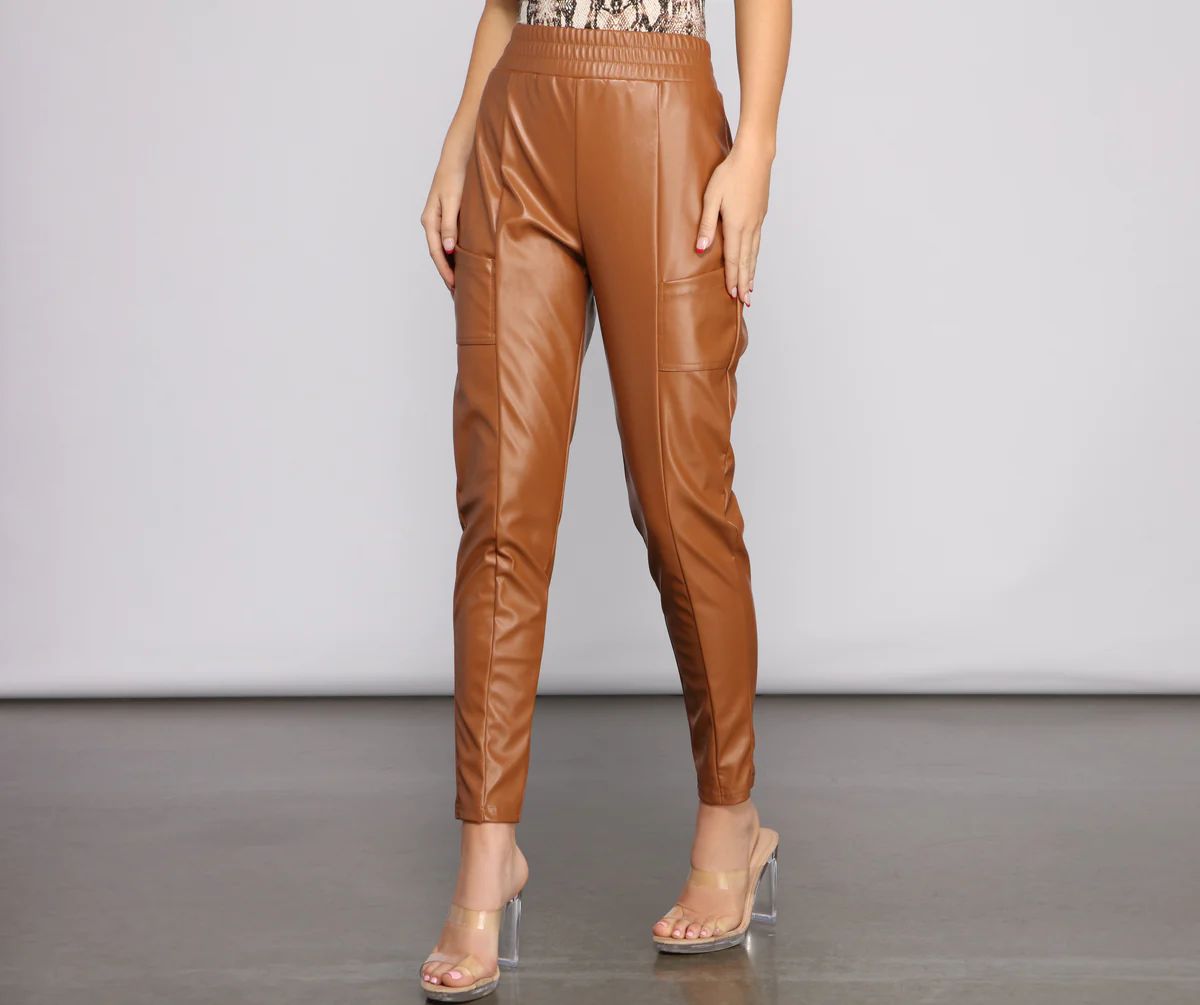 Sleek And Chic Vibes Faux Leather Pants | Windsor Stores