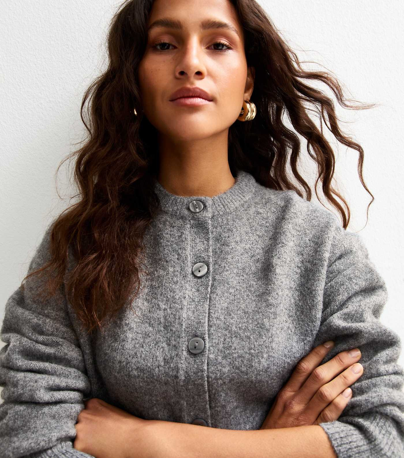 Grey Crew Neck Knit Cardigan | New Look | New Look (UK)
