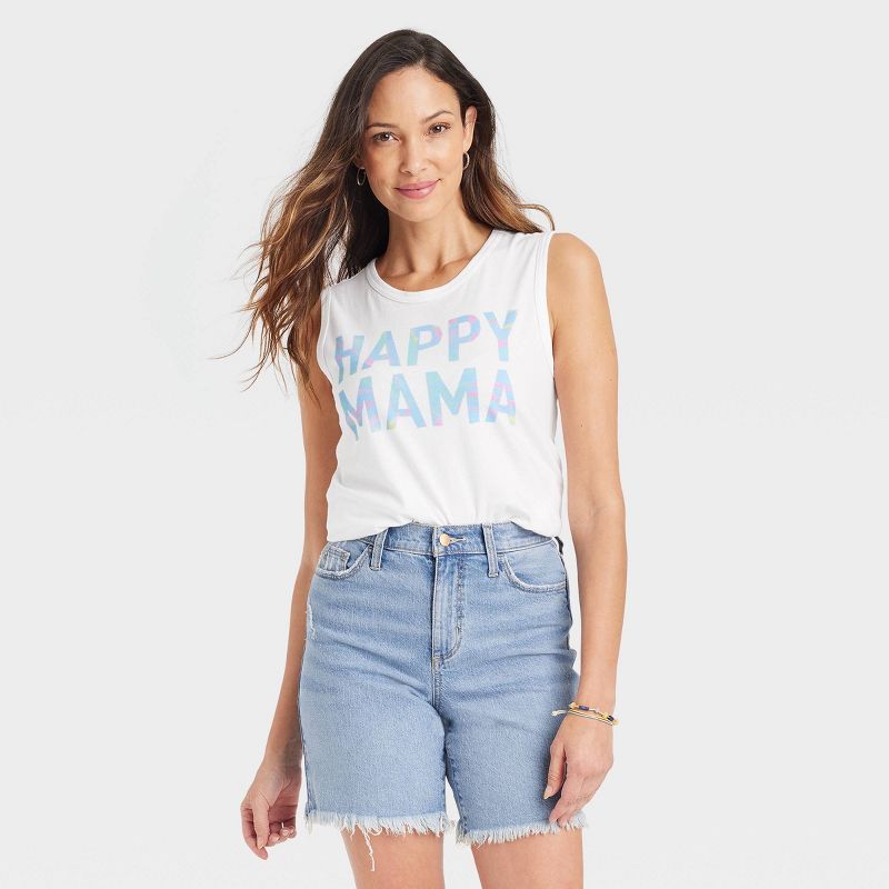 Women's Happy Mama Graphic Tank Top - White | Target