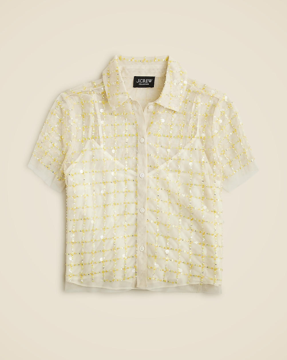 Collection cropped gamine shirt with patterned sequins | J. Crew US