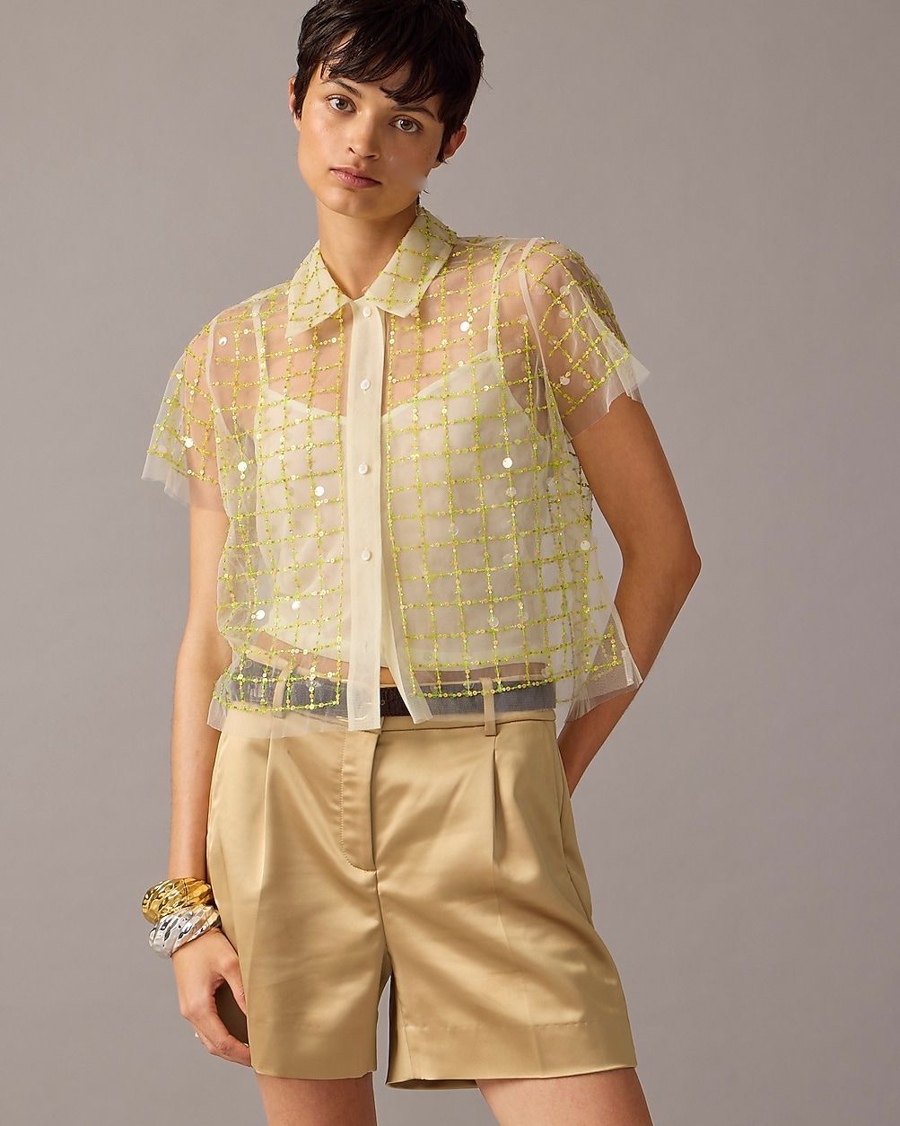 Pre-order Collection gamine shirt with patterned sequins | J.Crew US