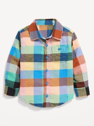 Cozy Long-Sleeve Plaid Pocket Shirt for Toddler Boys | Old Navy (US)