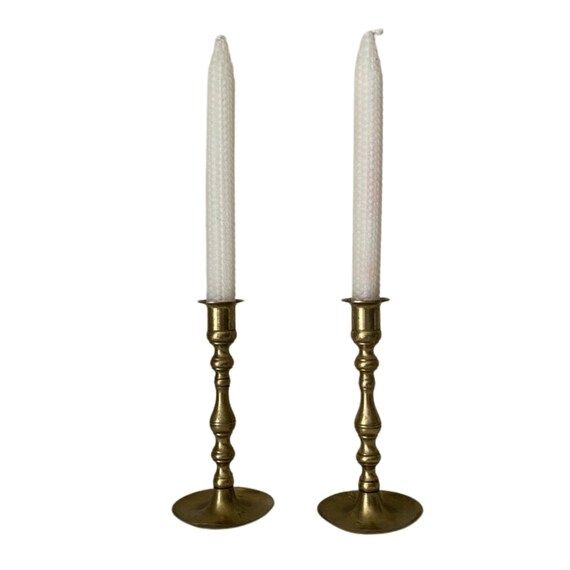 Pair Vintage Brass Candlestick Holders Japan - Etsy | Etsy (US)