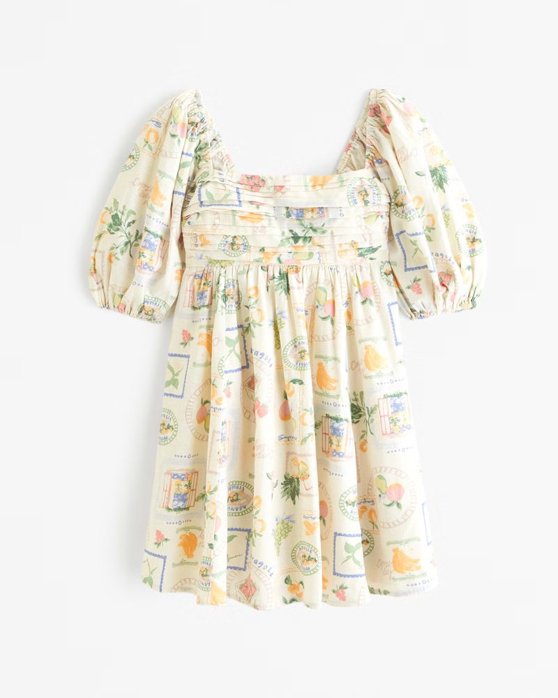 Emerson Linen-Blend Puff Sleeve Mini Dress | Abercrombie Dress | Vacation Dress | Italy Dress | | Abercrombie & Fitch (US)