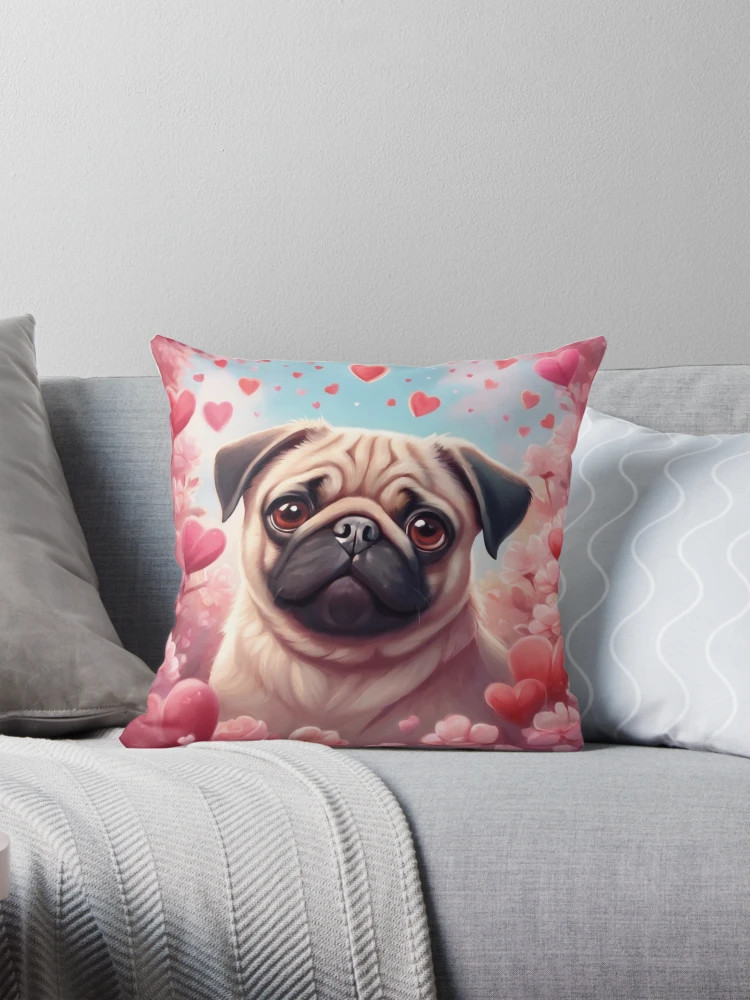 Valentine Fawn Pug Pillow | Redbubble (US)