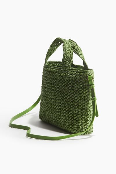 Straw Crossbody Bag - Green - Ladies | H&M US | H&M (US + CA)