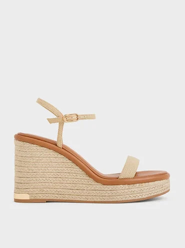 Sand Woven Espadrille Wedges | CHARLES & KEITH | Charles & Keith EU