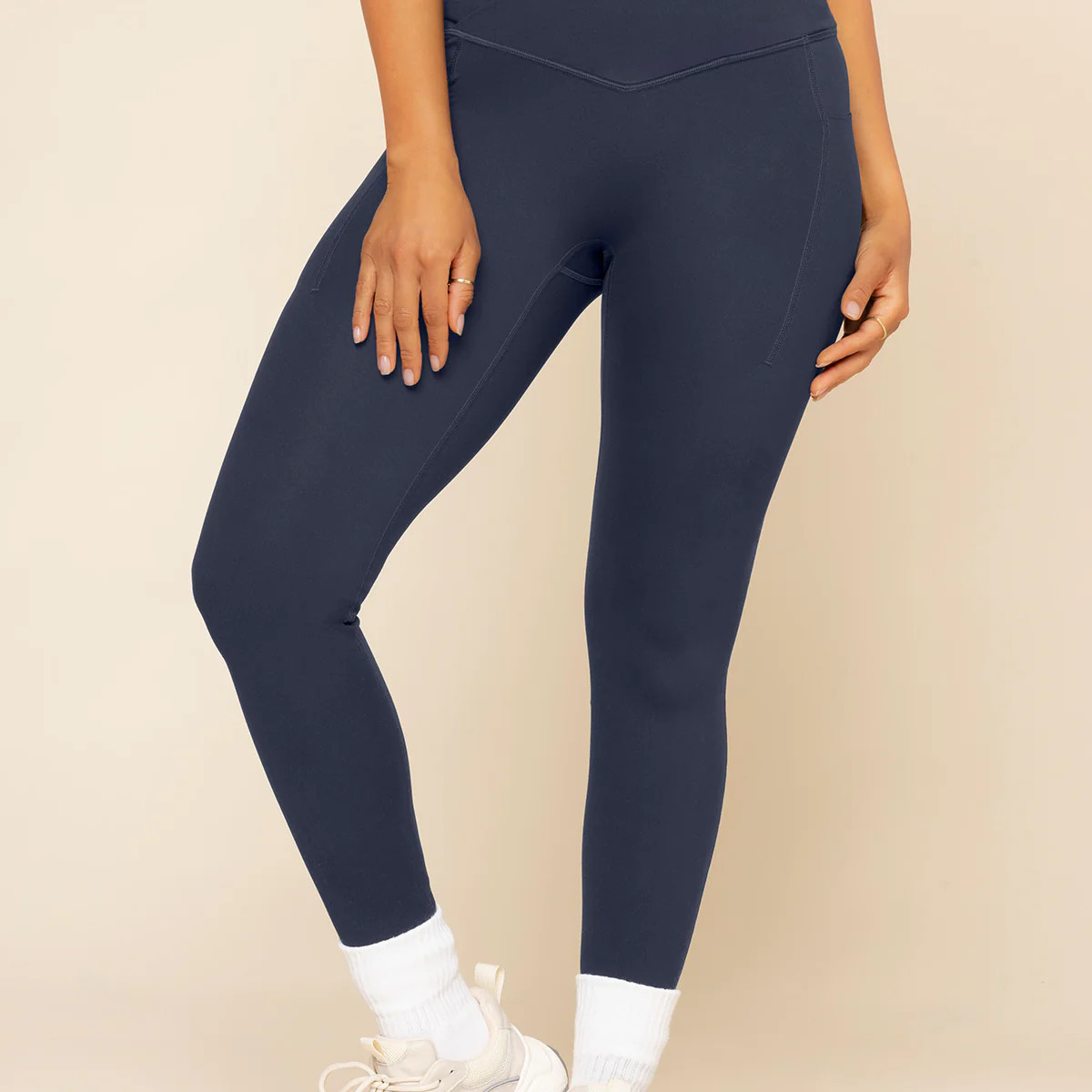 Crisscross Hourglass® Leggings with Pockets - Cosmic Navy | POPFLEX
