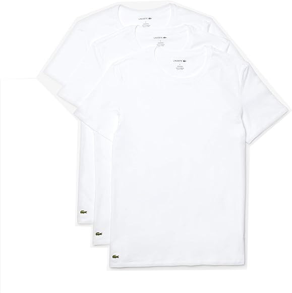 Lacoste Men's Essentials 3 Pack 100% Cotton Slim Fit Crewneck T-Shirts | Amazon (US)