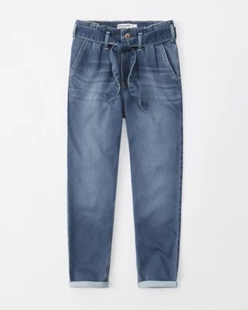 belted high rise mini mom jeans | abercrombie kids US