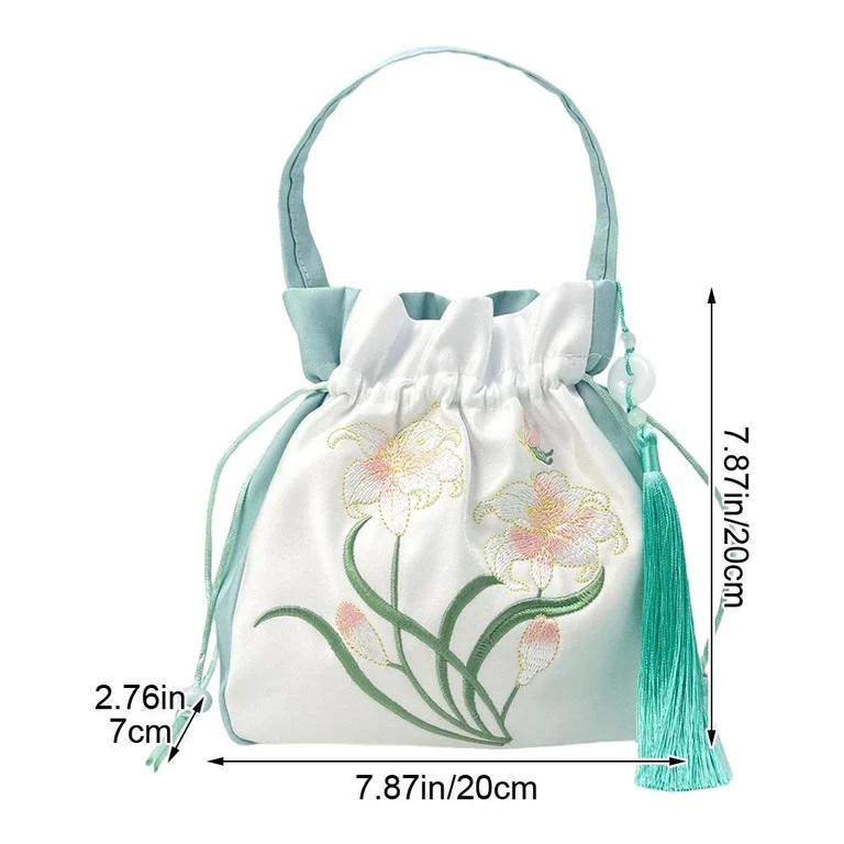 Yvsxxv Elegant Chinese Floral Embroidered Satin Clutch, Retro Shoulder Crossbody Handbag, 7.87*7.... | Walmart (US)