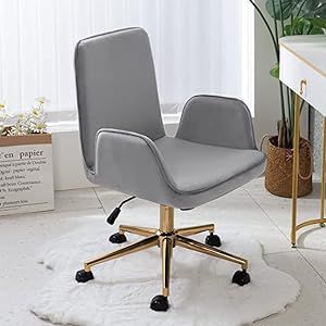 Furniliving Velvet Home Office Desk Chair with Wheels, Modern Adjustable Vanity Task Chair Midbac... | Amazon (US)