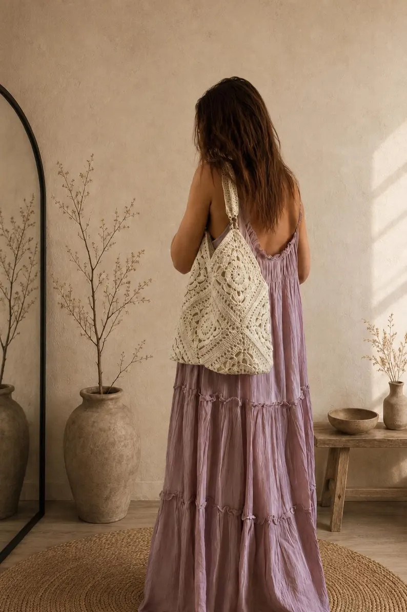Crochet Tote\u2022handmade Cotton Bag\u2022fully Lined\u2022boho Style\u2022everyday Shoulder Bag... | Etsy (Global)