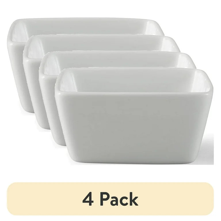 (4 pack) Better Homes & Gardens White Porcelain Square Dipped Bowl | Walmart (US)