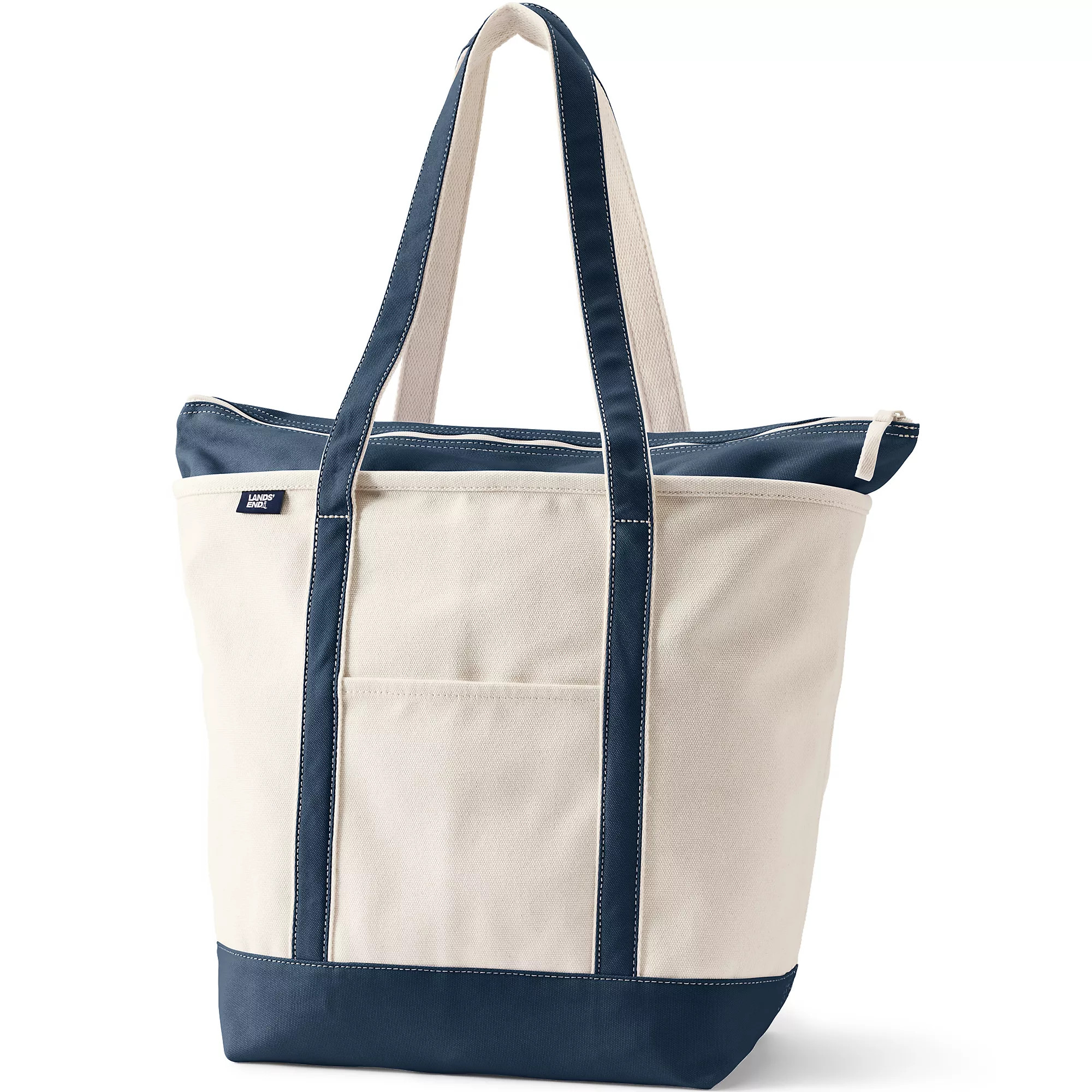 Large 5 Pocket Zip Top Long Handle Canvas Tote Bag | Lands' End (US)