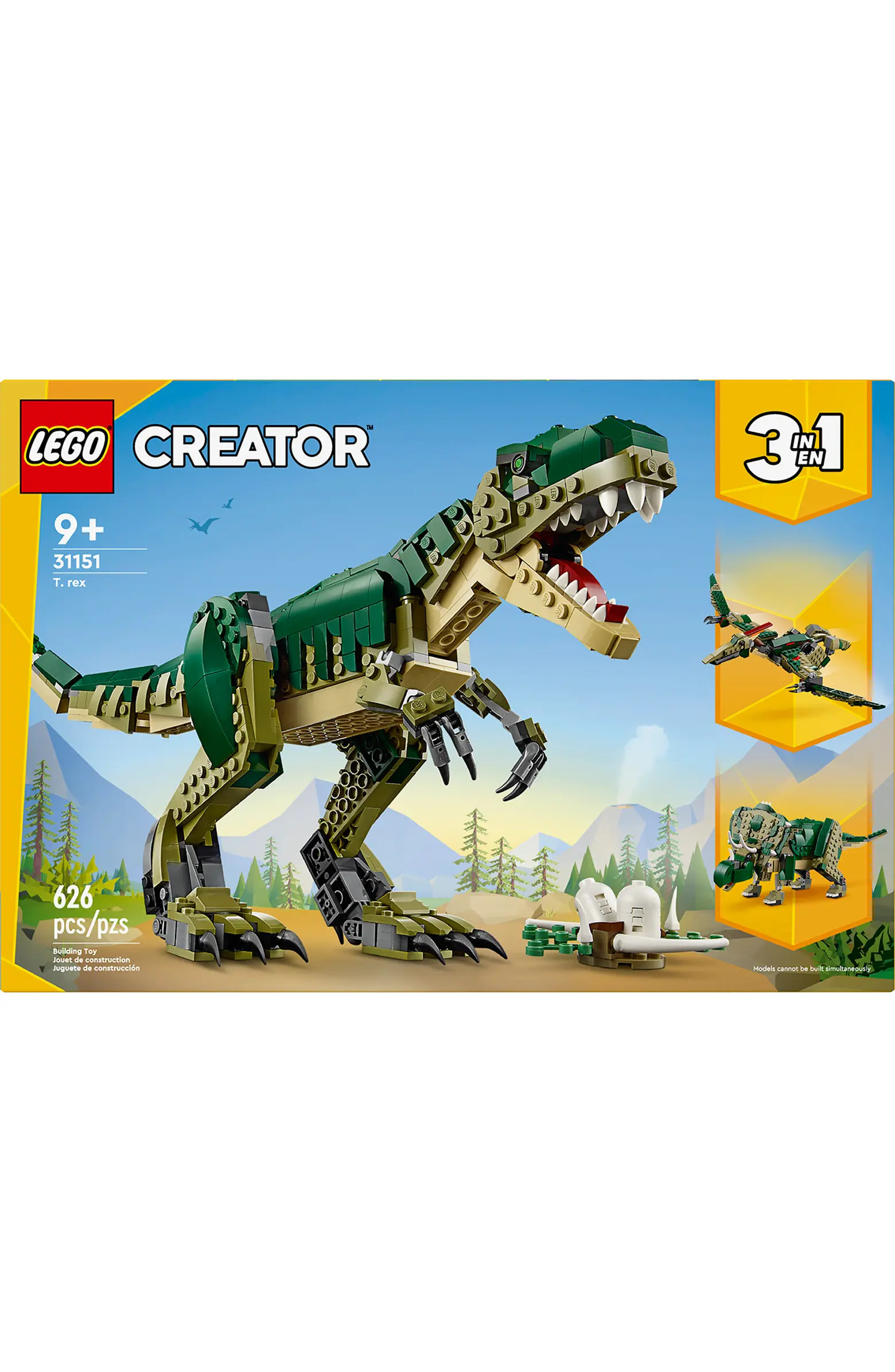 LEGO® 3-in-1 Creator Tyrannosaurus rex, Triceratops & Pterodactyl - 31151 | Nordstrom | Nordstrom