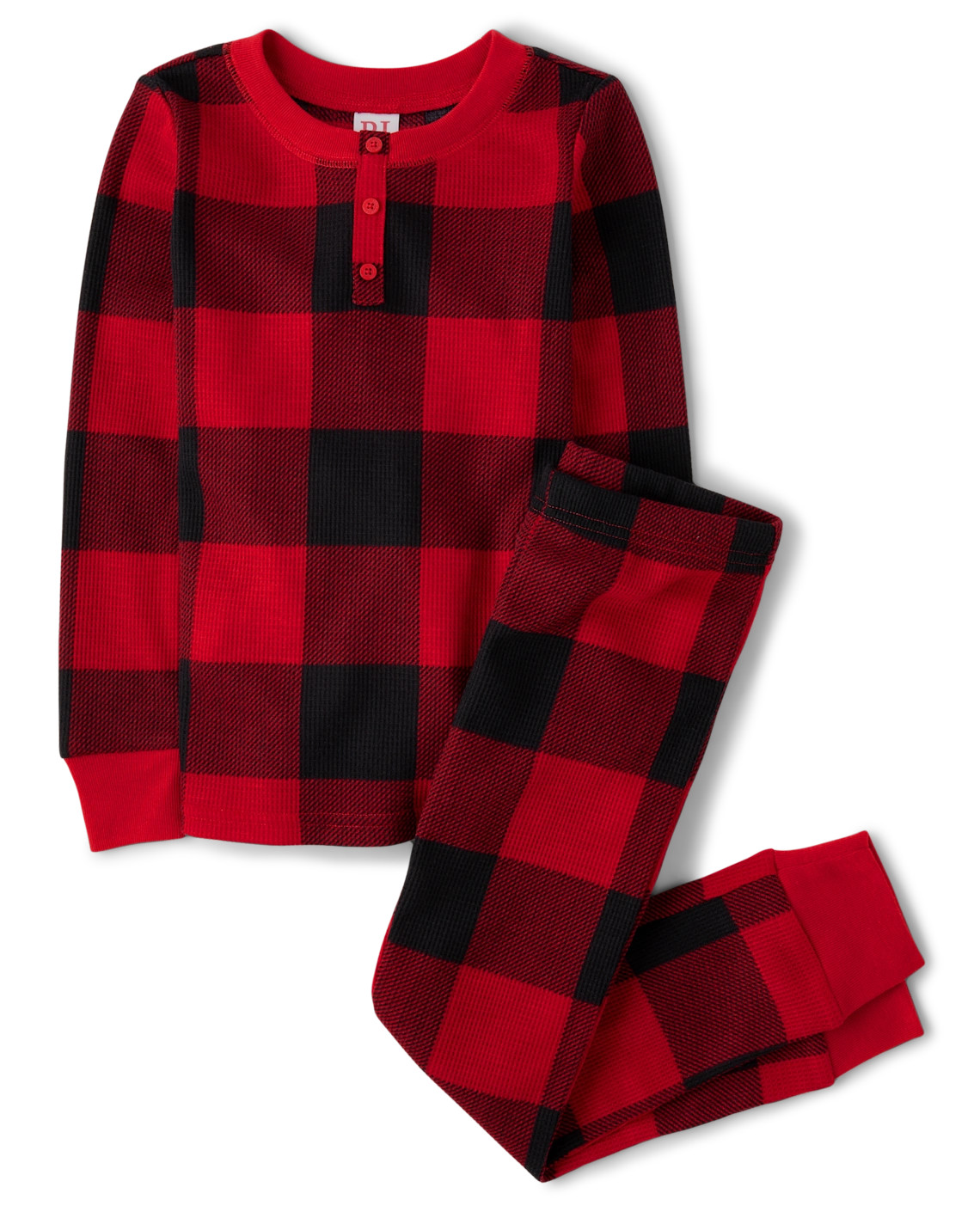 Unisex Kids Matching Family Buffalo Plaid Thermal Henley Pajamas - red | The Children's Place