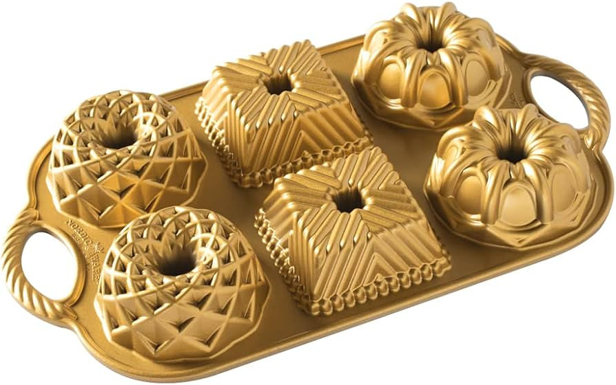Nordic Ware Geo Bundtlette, 3.5 Cups , Gold | Amazon (US)