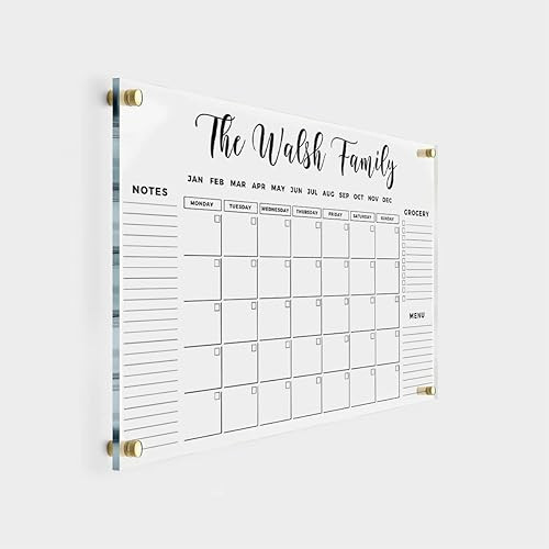 Large Personalized Acrylic Wall Calendar - Dry Erase Calendar Family Calendar 2022 Calendar Month... | Amazon (US)
