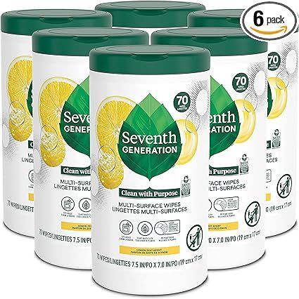 Seventh Generation Multi Surface Wipes All Purpose Cleaning Lemon Zest scent with 100% Essential ... | Amazon (US)