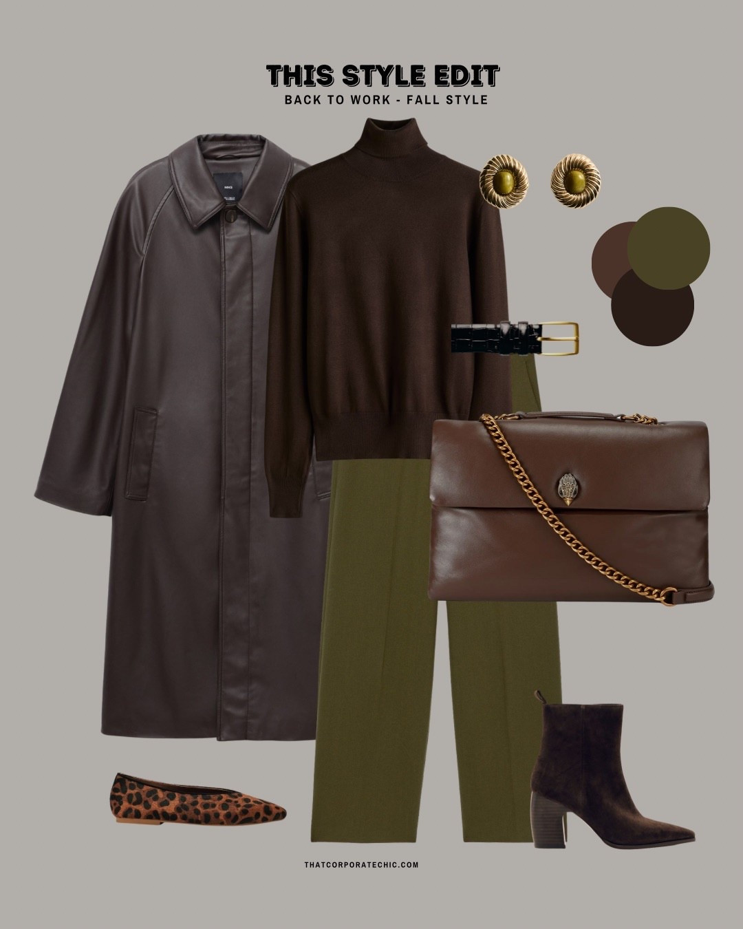 Autumn outfit- Workwear style - fall office look

Try styling khaki and chocolate brown, for shoes, opt for brown or leopard print 

#LTKautumn #LTKeurope #LTKworkwear
