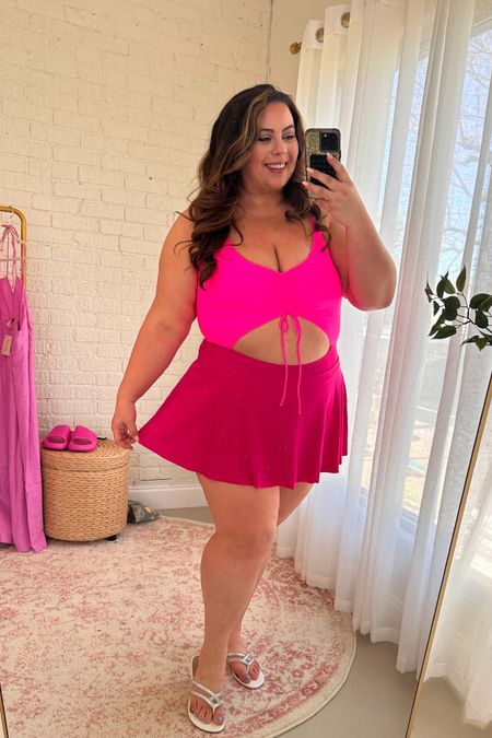 Plus size one piece swimsuit with skirt and cutouts 

#LTKstyletip #LTKplussize #LTKswim