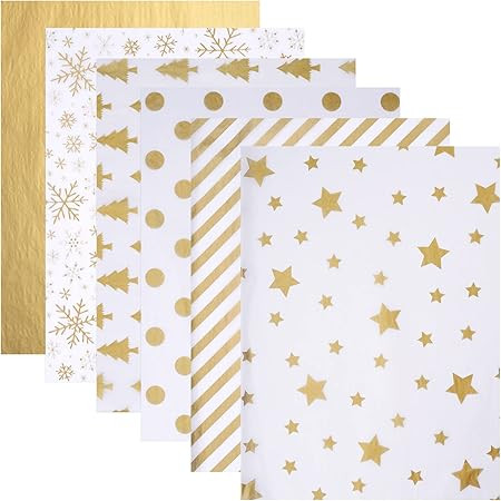 Blisstime 102 Sheets Gold Tissue Paper Gift Wrap Bulk, 19.5" x 13.6" Christmas Tissue Paper for W... | Amazon (US)