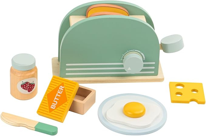 Wooden Pop Up Toaster Toys Play Set for Kids, Bread Maker Toy, Montessori Pretend Play Food Kitch... | Amazon (US)