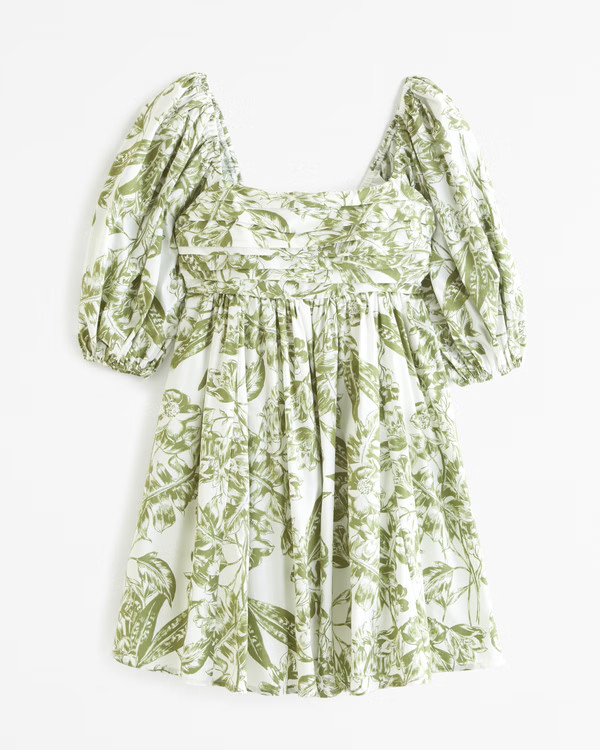 Women's Emerson Poplin Puff Sleeve Mini Dress | Women's Clearance | Abercrombie.com | Abercrombie & Fitch (US)