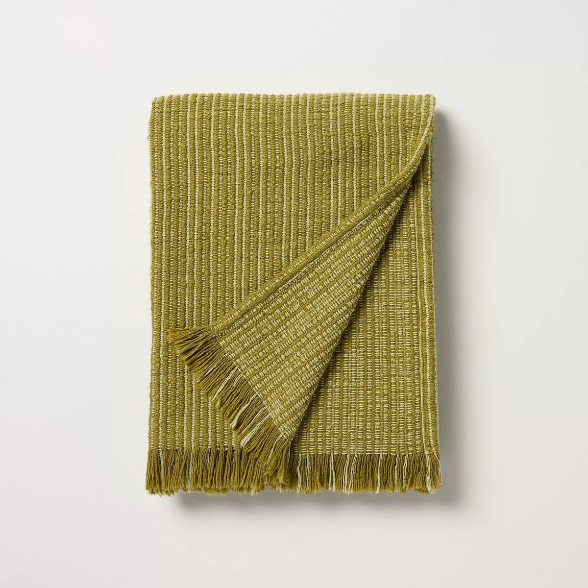 Textured Stripe Chunky Throw Blanket Green - Hearth & Hand™ with Magnolia | Target