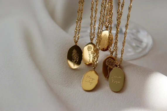 Gold Birthflower Necklace Floral Necklace Flower Necklace | Etsy | Etsy (US)