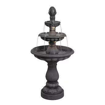 Style Selections 46.3-in H Resin Tiered Outdoor Fountain Pump Included | Lowe's