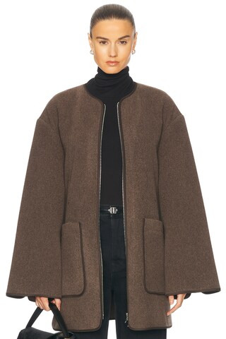 Toteme Felted Wool Jacket in Oak Melange | FWRD | FWRD 